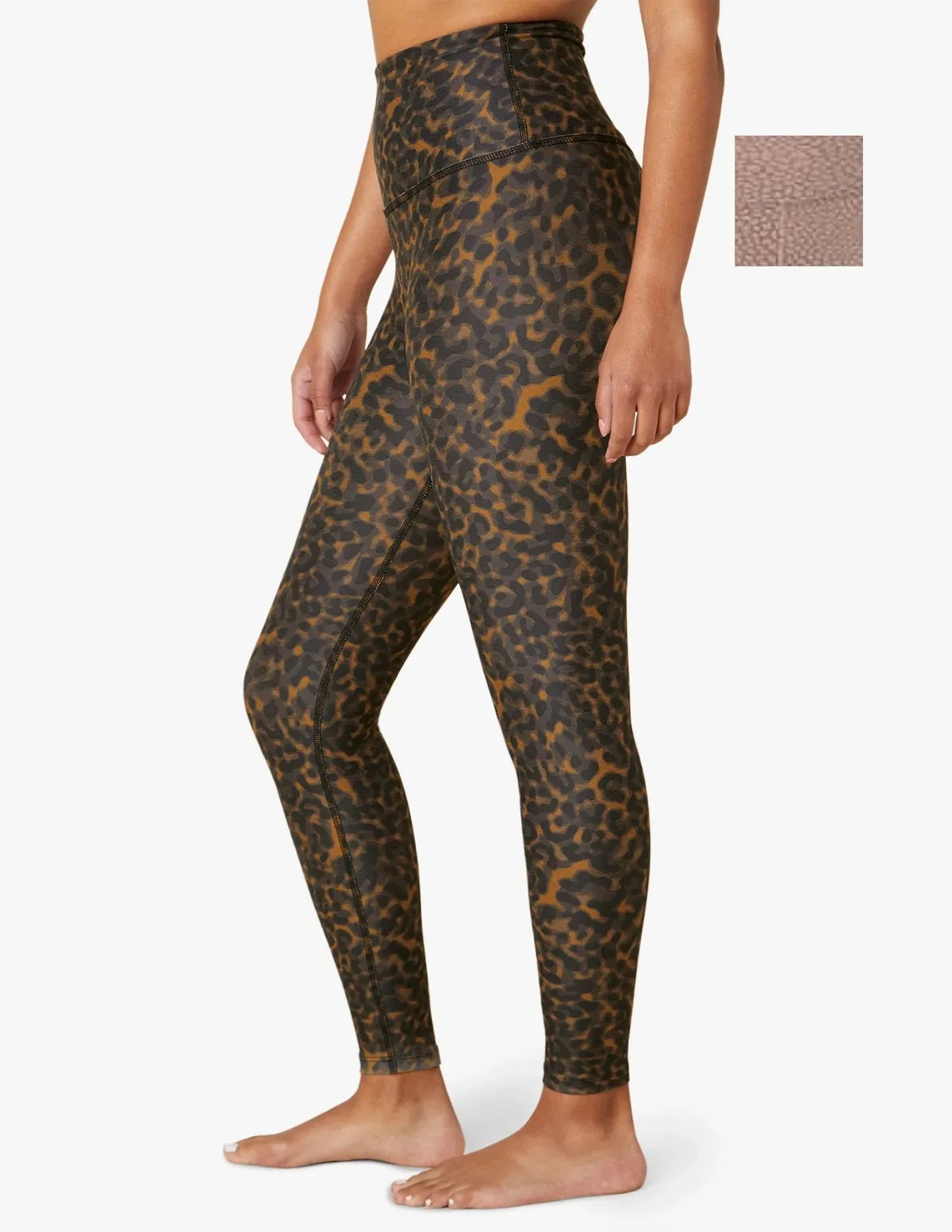 Beyond Yoga Women's Animal Print Cropped Leggings, Soft Cocoa, M