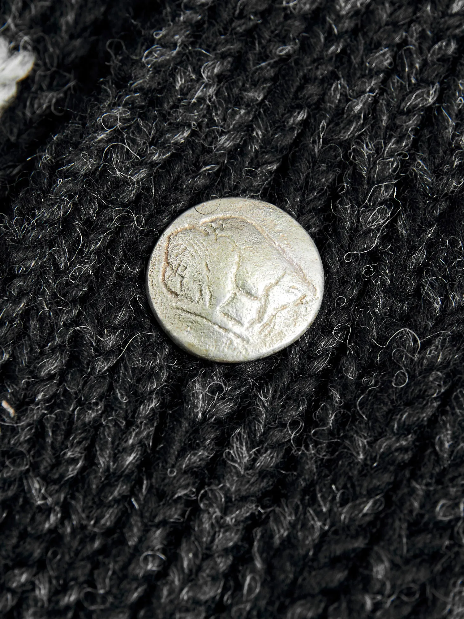 Cowichan Knit Cardigan Sweater in Black