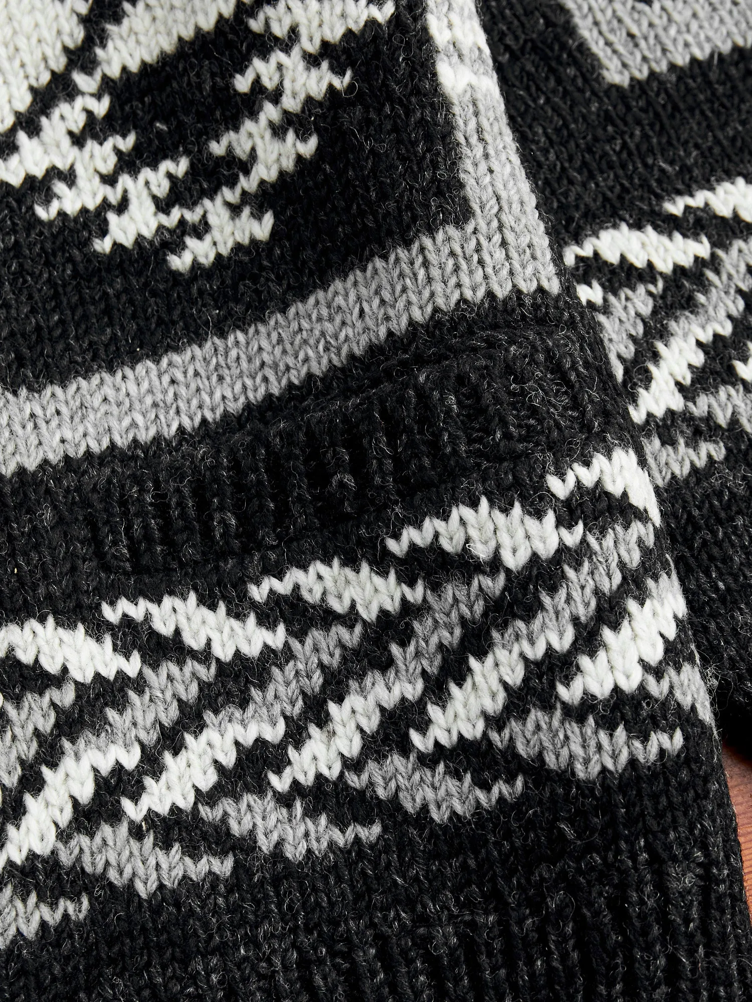 Cowichan Knit Cardigan Sweater in Black