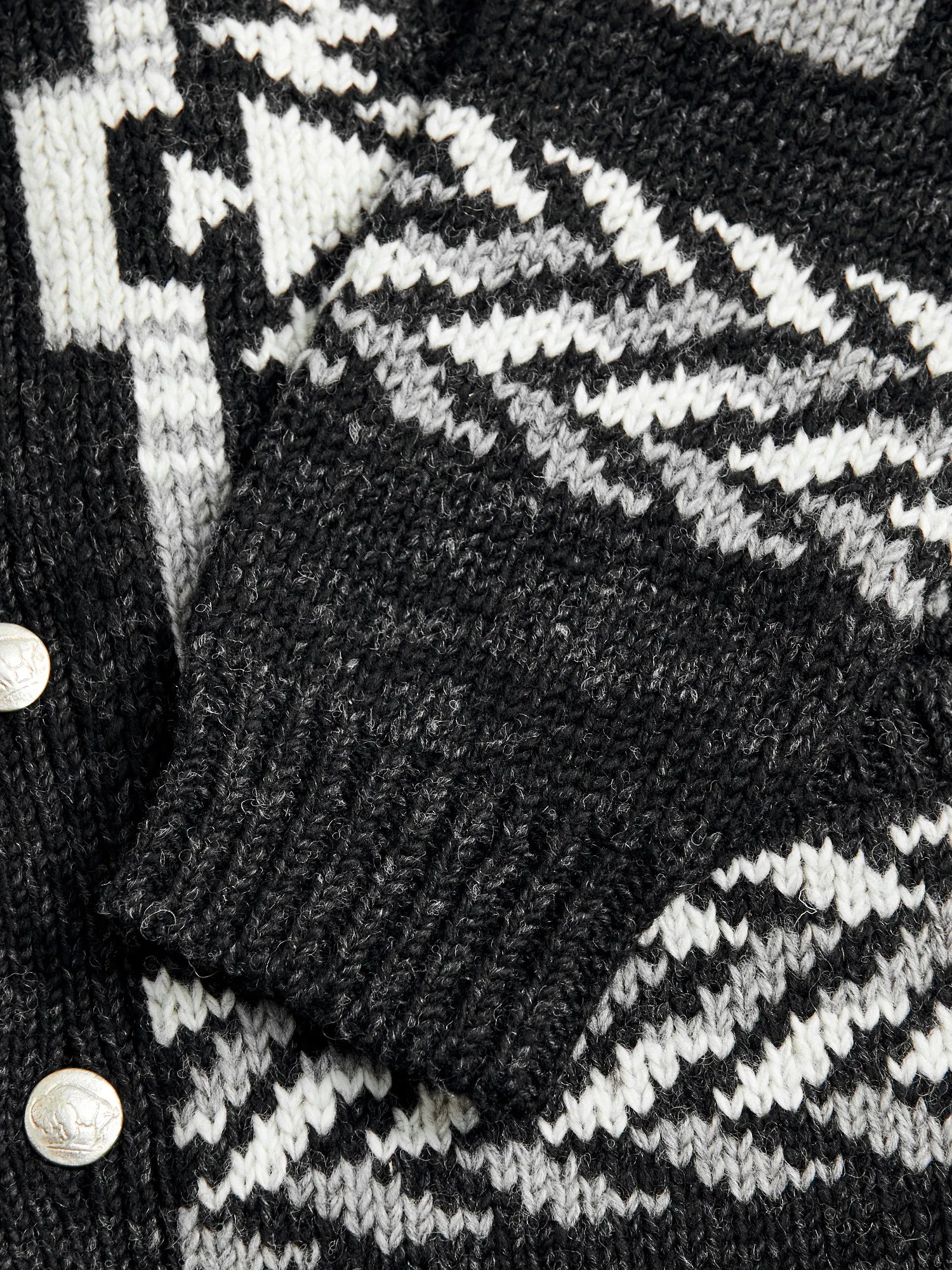 Cowichan Knit Cardigan Sweater in Black