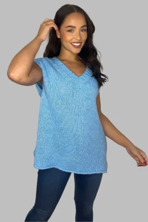 Deep V-Neck Sleeveless Waistcoat Pullover