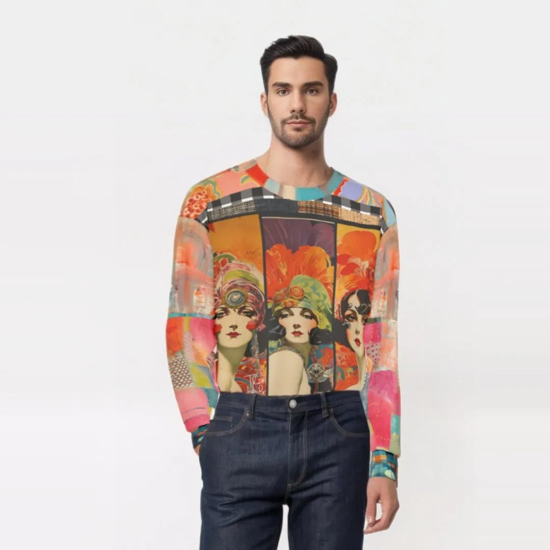 Flapper Girl in Triplicate Mid-Weight Polyester Unisex Sweatshirt (Gold Label)