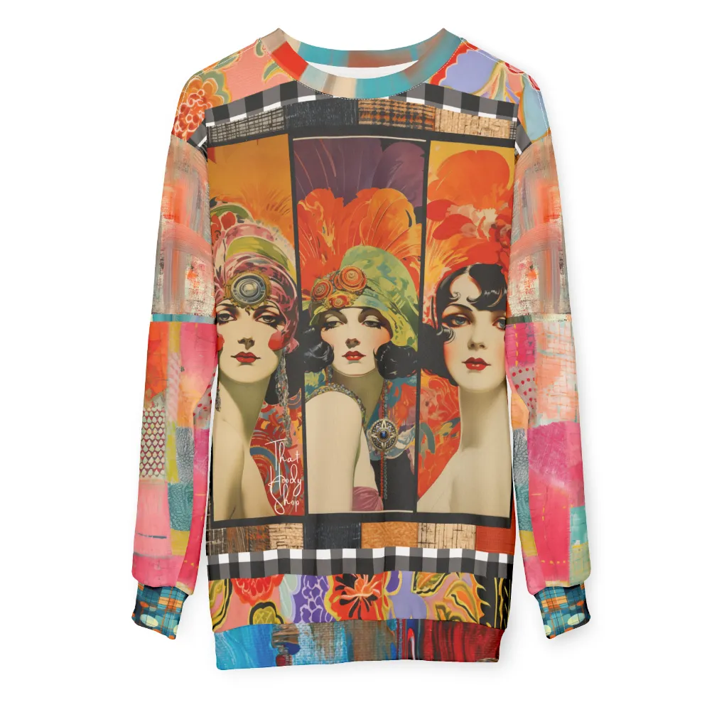 Flapper Girl in Triplicate Mid-Weight Polyester Unisex Sweatshirt (Gold Label)