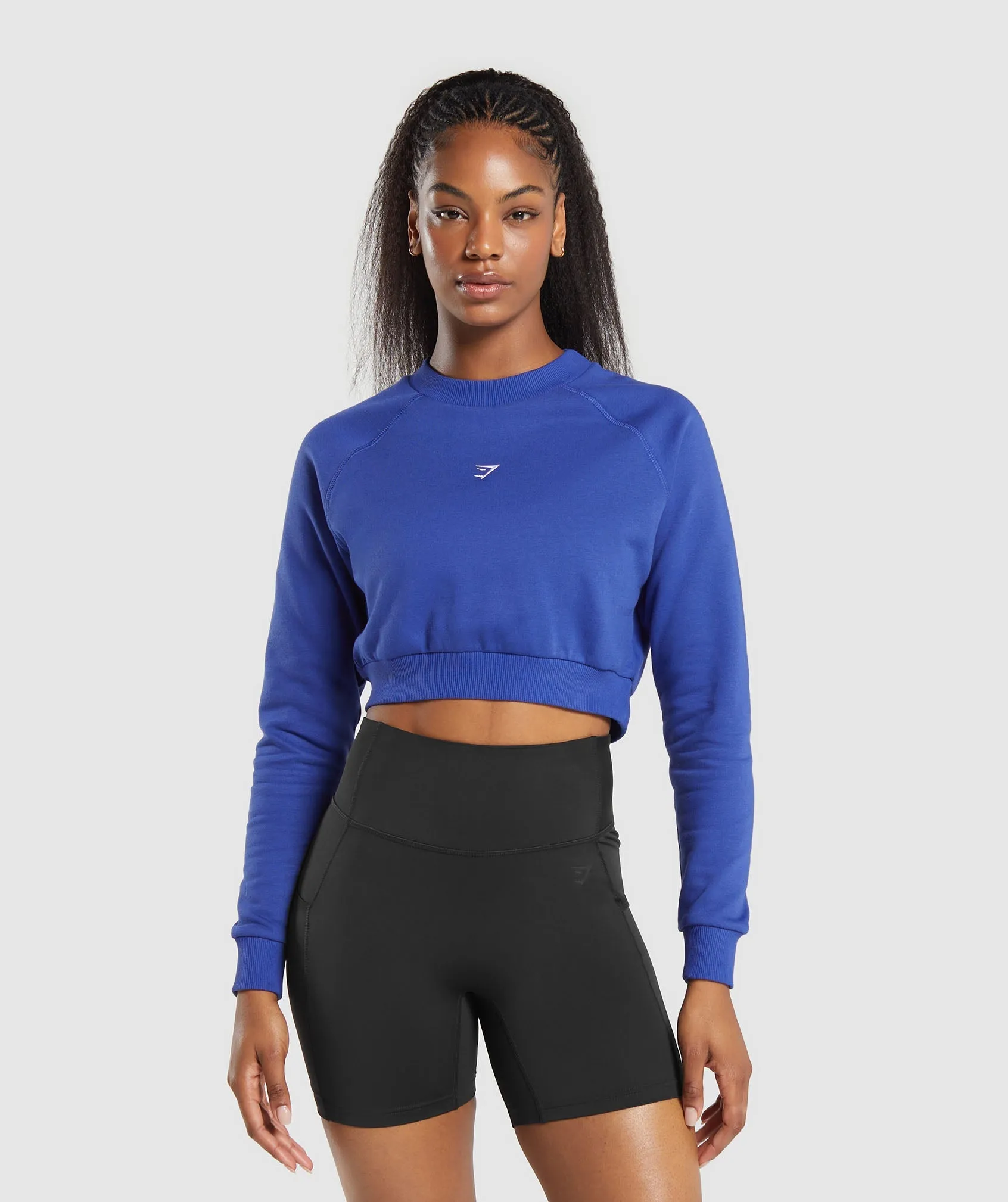 Gymshark Training Fleece Cropped Sweatshirt - Wave Blue