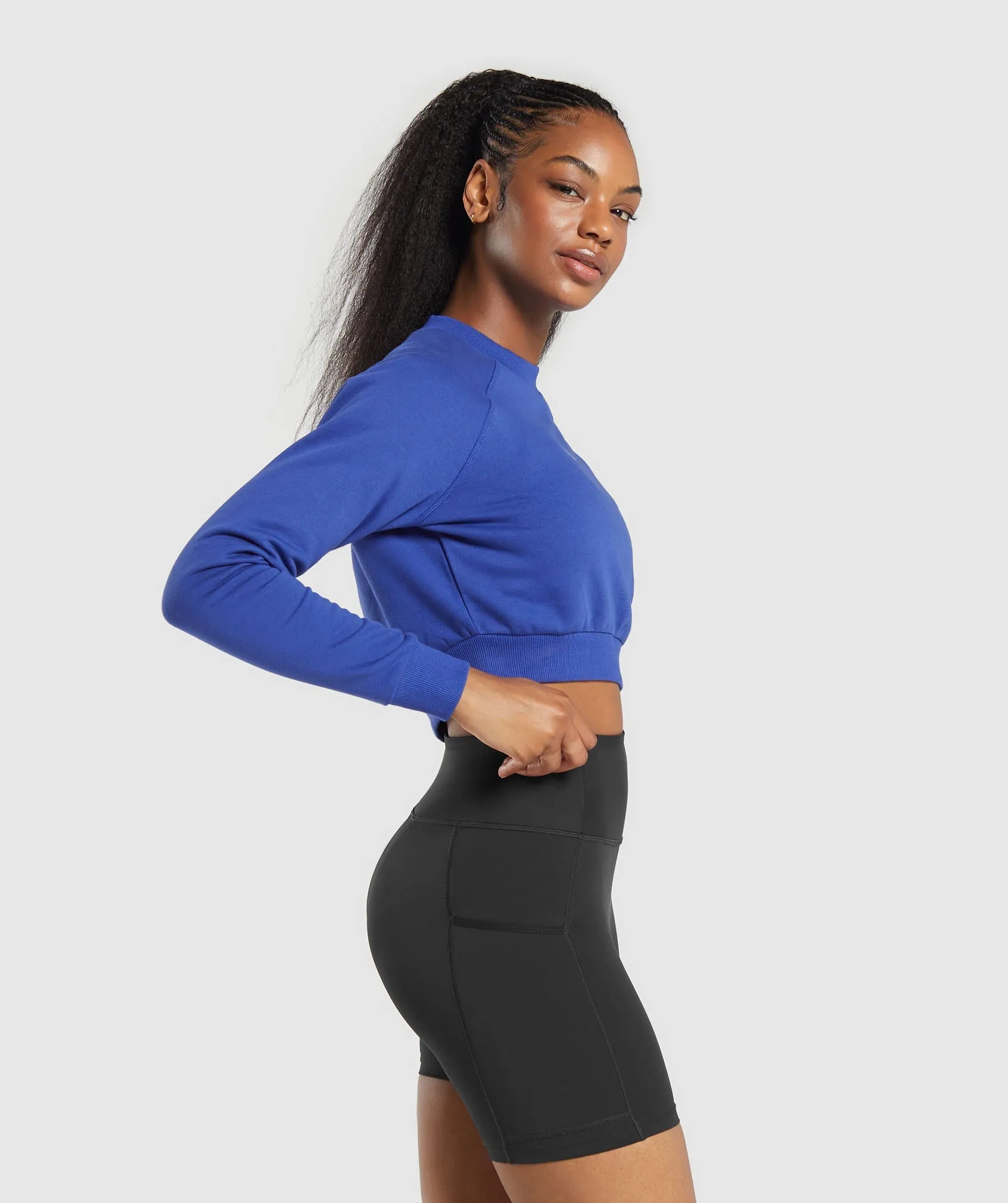 Gymshark Training Fleece Cropped Sweatshirt - Wave Blue