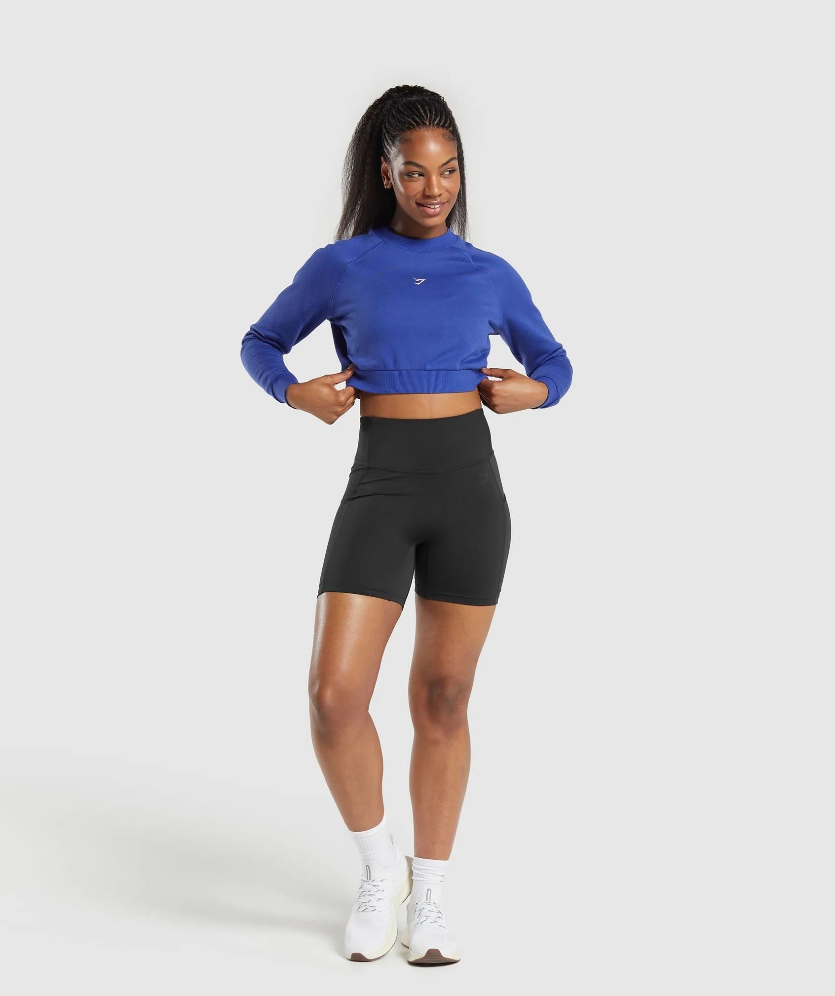 Gymshark Training Fleece Cropped Sweatshirt - Wave Blue