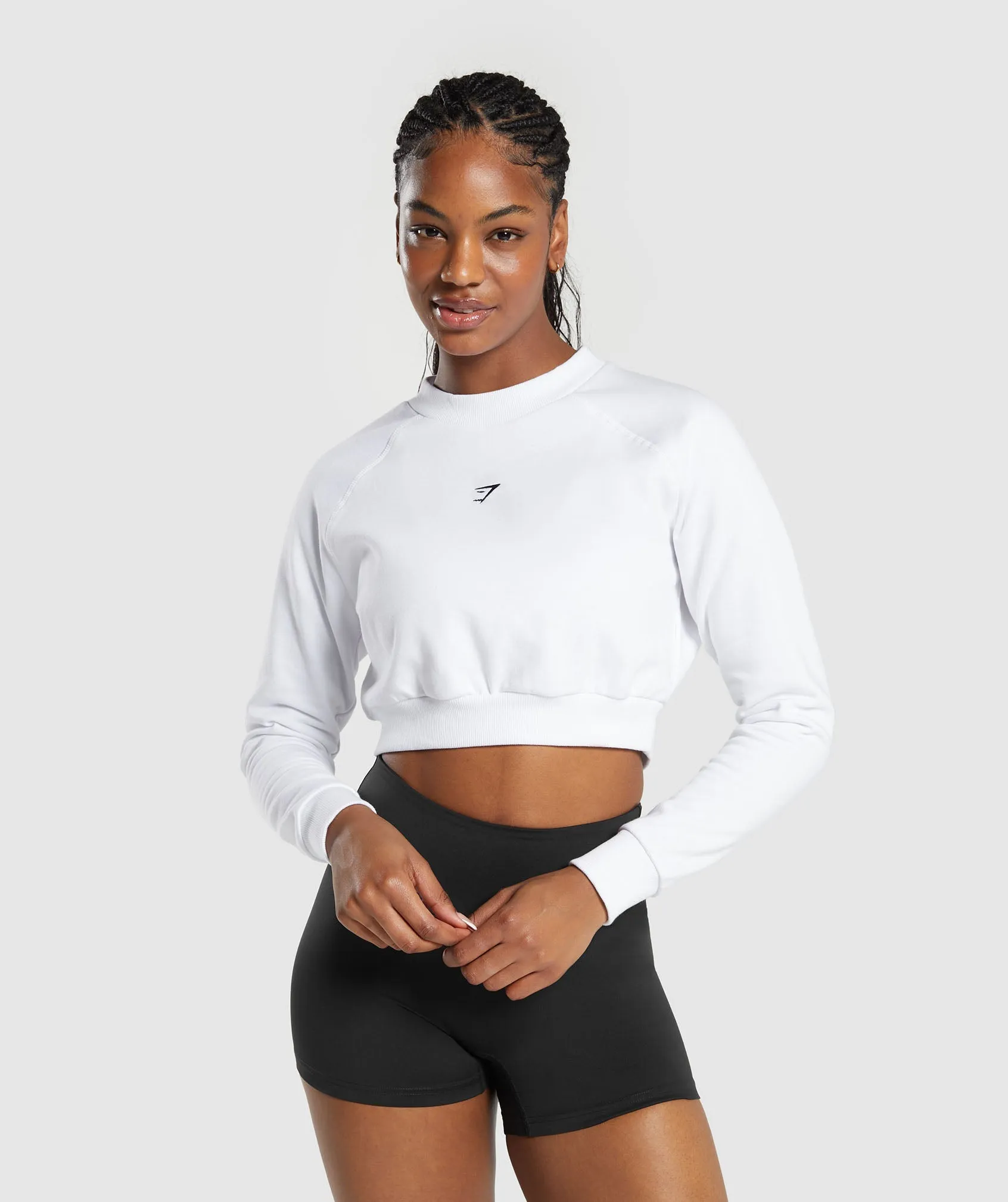 Gymshark Training Fleece Cropped Sweatshirt - White