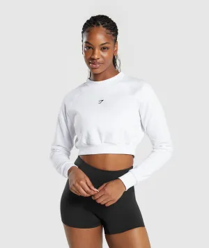 Gymshark Training Fleece Cropped Sweatshirt - White