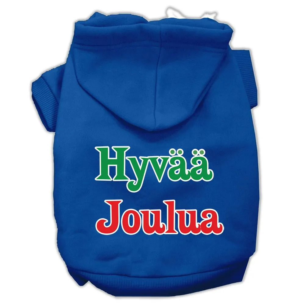 Hyvaa Joulua Screen Print Pet Hoodies Blue S (10)