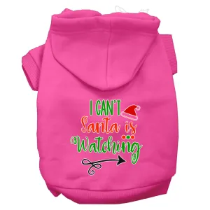 I Can't, Santa Is Watching Screen Print Dog Hoodie Bright Pink L