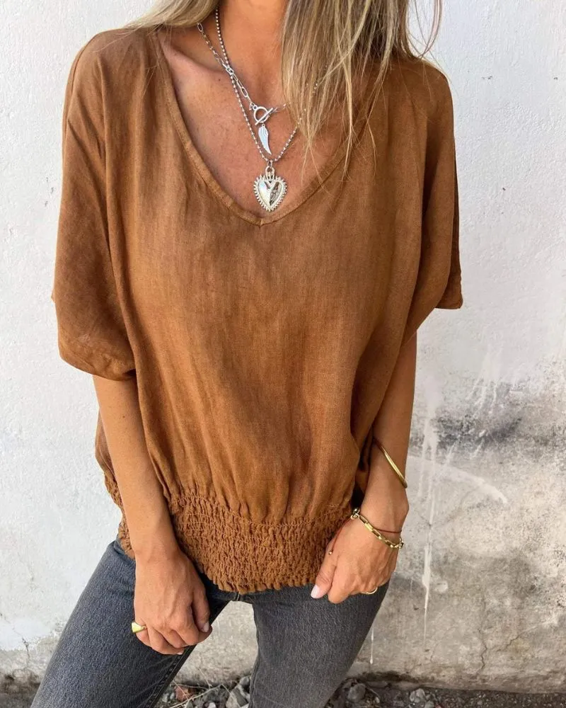 Ivyshape | Comfortable Waisted T Shirt With V-Neckline