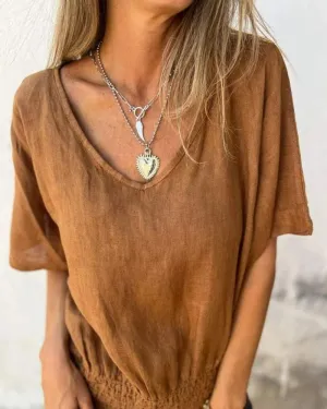 Ivyshape | Comfortable Waisted T Shirt With V-Neckline