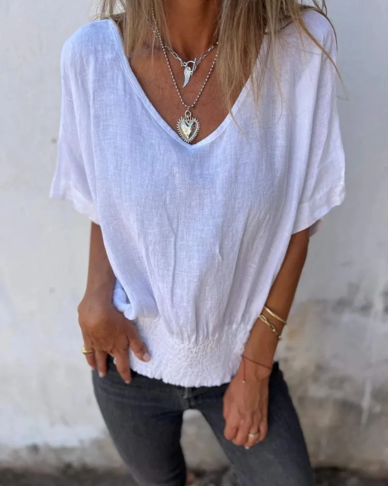 Ivyshape | Comfortable Waisted T Shirt With V-Neckline
