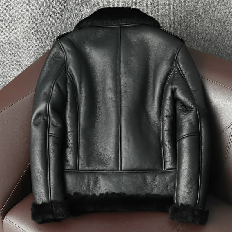 LMS Leather Fur Lapel Motorcycle Jackets