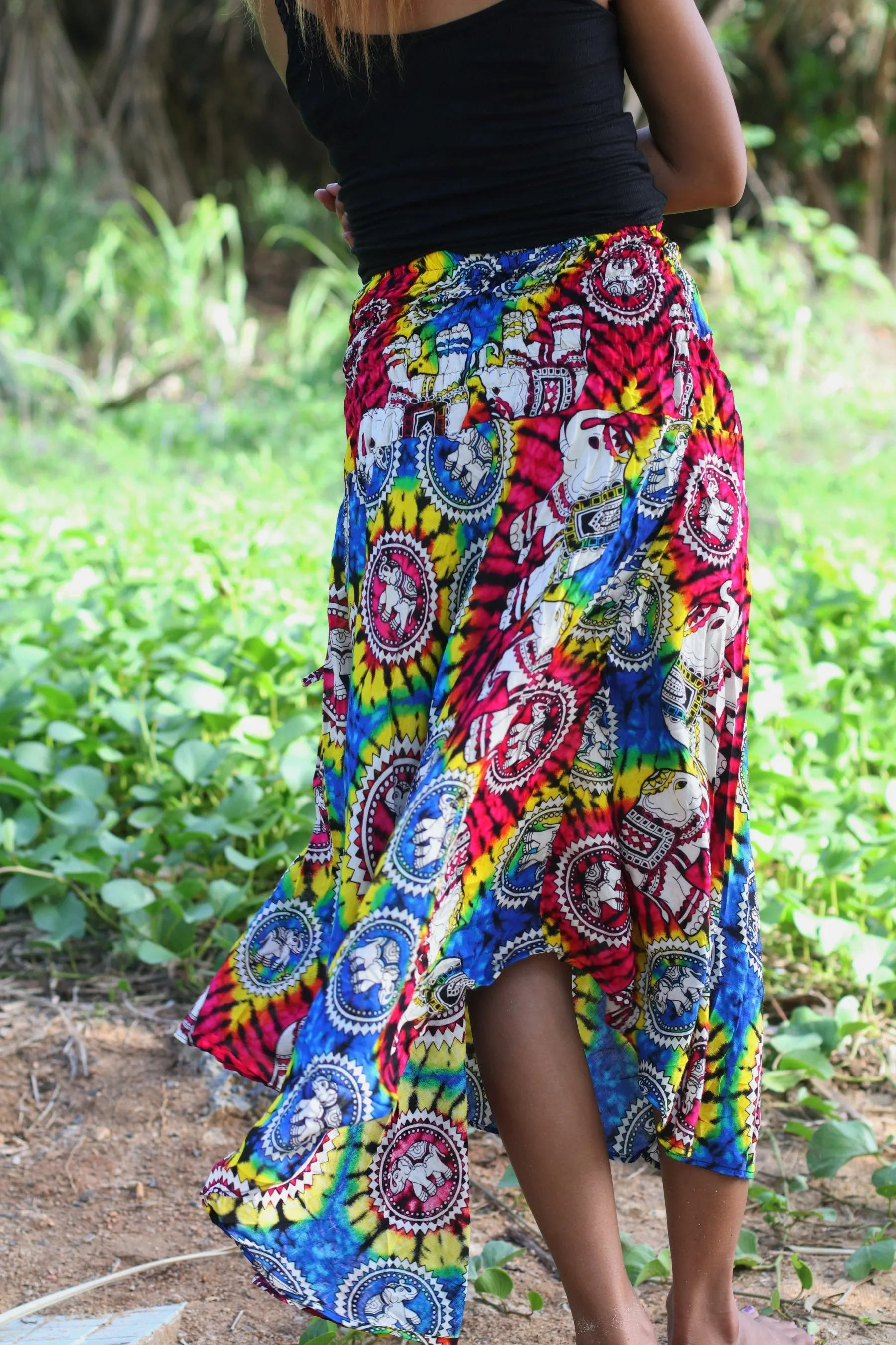 Maxi Tie dye Dresses Long Skirts Women Boho Dress Hippie Wrap Gypsy Party Festival Clothes Elephant