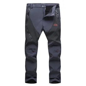 Mens Outdoor Pants Soft Shell Thicken Fluff Lining Waterproof Quick-drying Trouser
