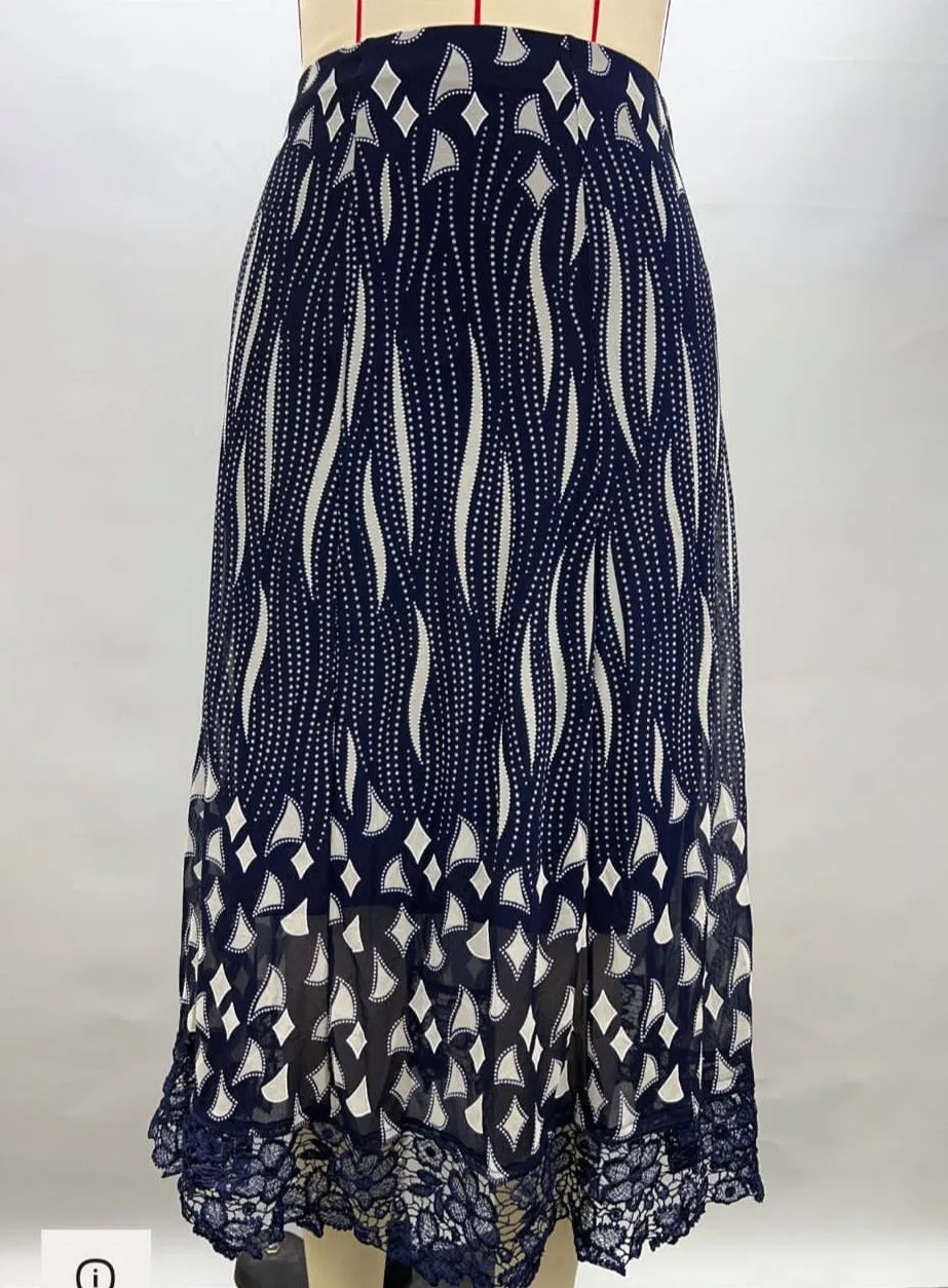 NAVY SKIRT WITH LACY TRIM Print 207