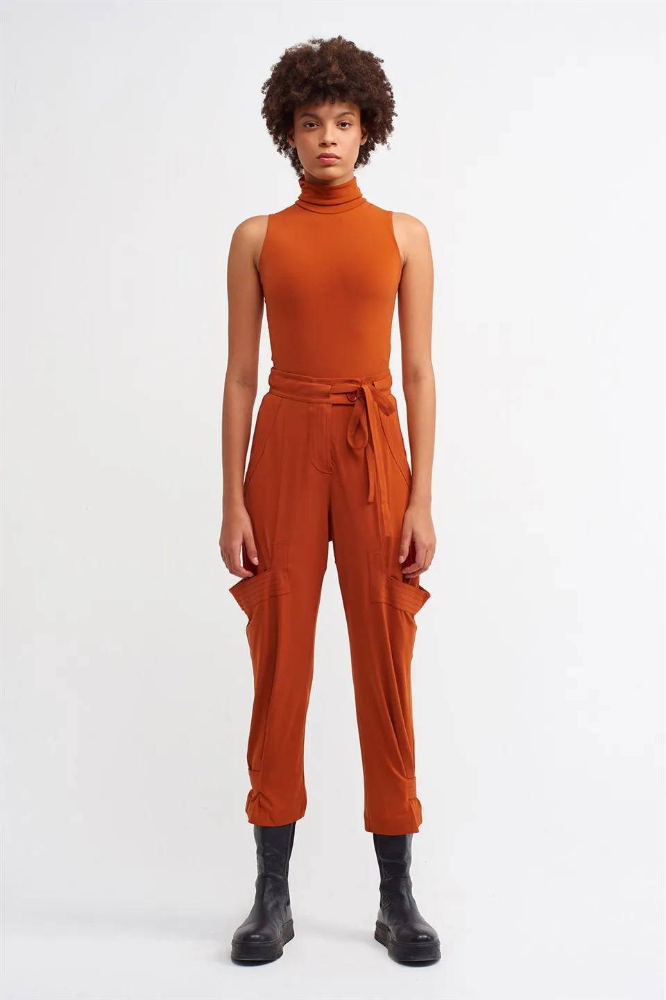Nu Stitched Detail Trouser Terra Cotta