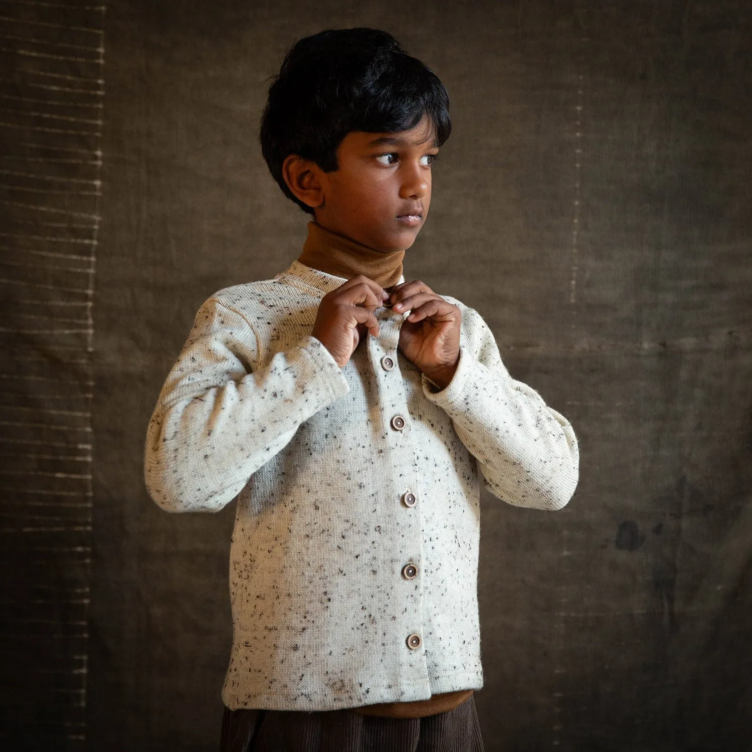 Pelican Baby & Kids Cardigan - Merino Wool Speckle - Quail