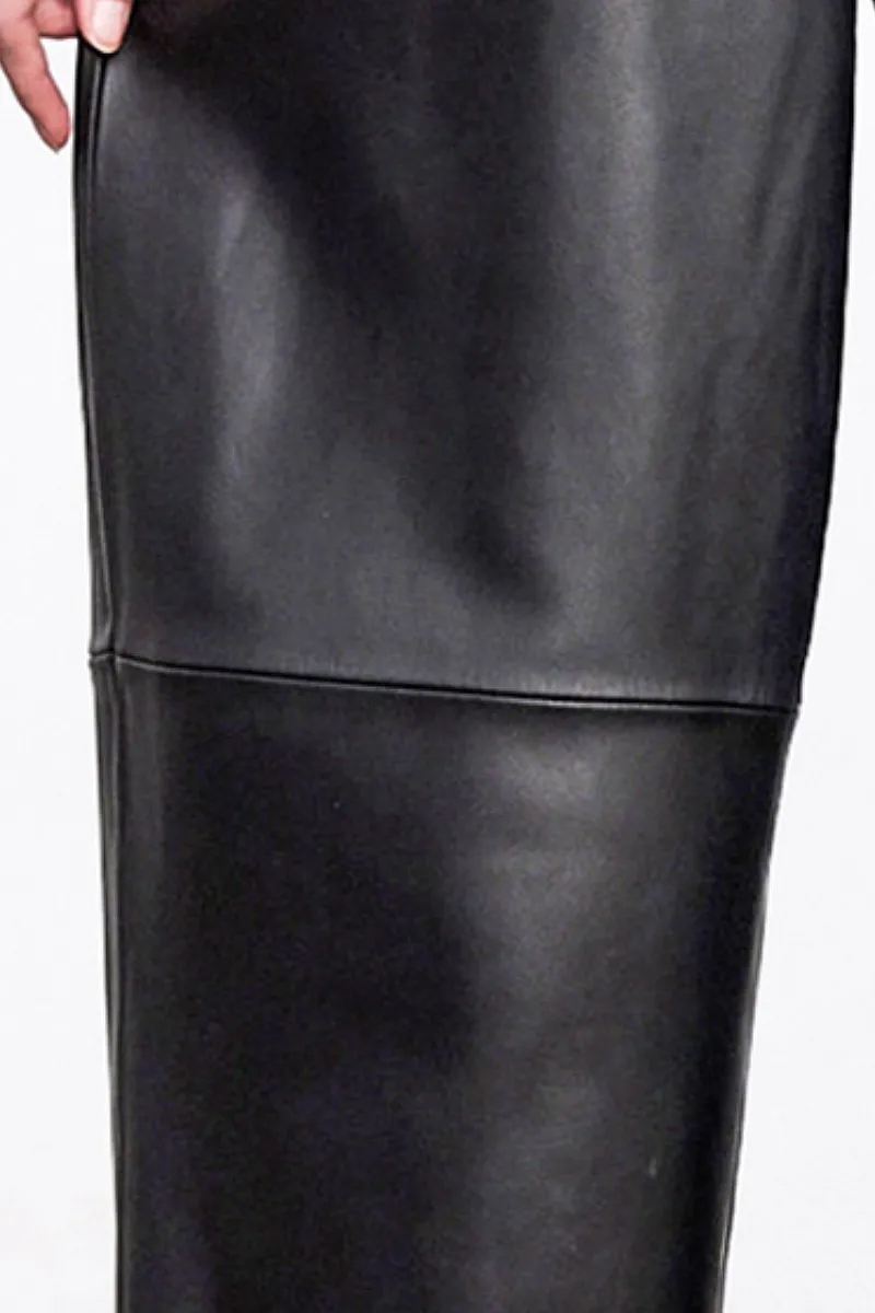 Pull-On Cropped Harem Wide Leg Lambskin Leather Pants