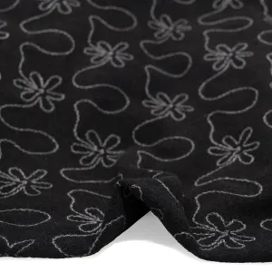 Remnant - 60cm - Deadstock Embroidered Wool Blend Coating - Smoke/Light Grey