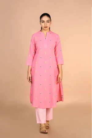 Soft Pink Cotton Kurti and pants set