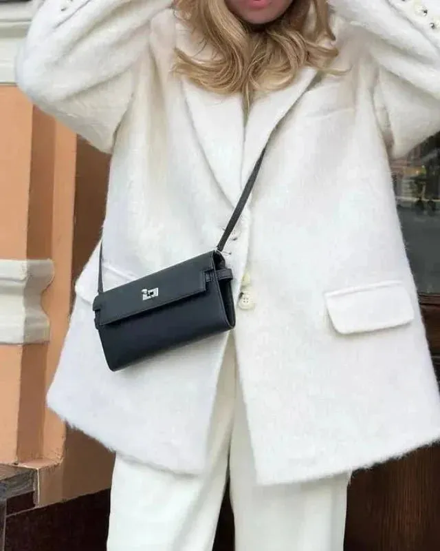 Wenkouban-Winter outfits Christmas Notch Collar Thick Fuzzy Pink Suit Blazer