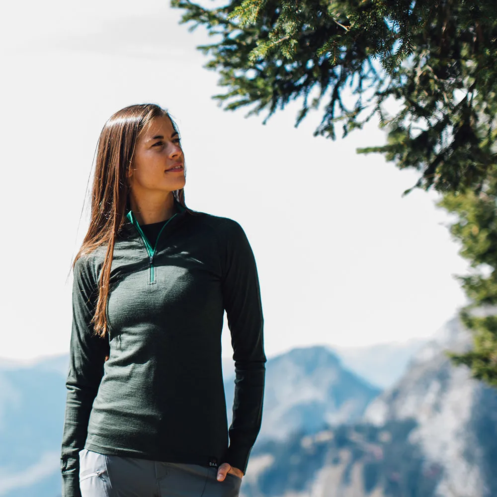 Womens Merino 200 Long Sleeve Zip Neck (Forest)