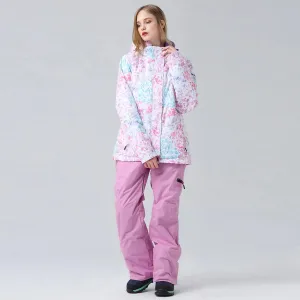 Women's Pink Diamond Side Zipper Ski Suits